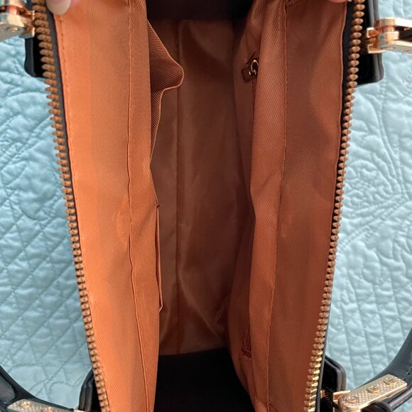 NWOT Snakeskin PU Leather Double Handle Satchel with Crossbody Strap Bla… - Picture 8 of 8